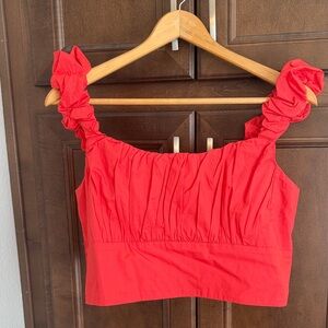 Abercrombie & Fitch Red Ruffled Crop Top